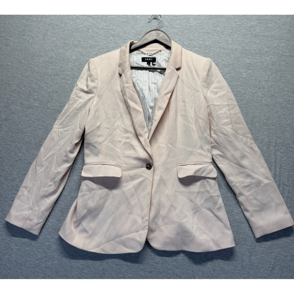 DKNY Blazer Jacket Womens 10 Blush Pink Notch Lapel Office Formal Business Wear